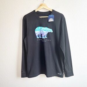NWT Life Is Good ‘Winter is Magic’ Black Crusher Long Sleeve Tshirt Men’s Small